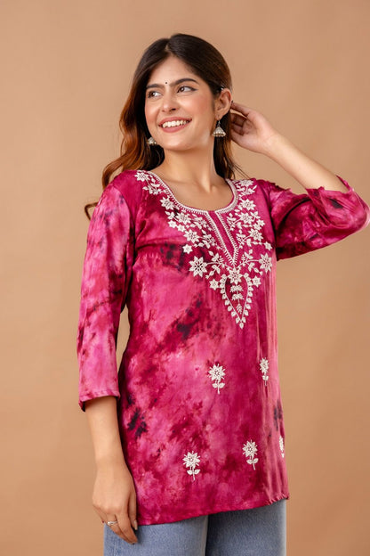 Rosy Blossom Embroidery Top