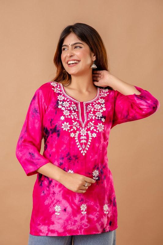 Rosy Blossom Embroidery Top