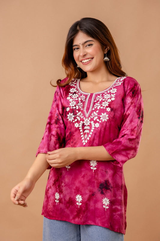 Pink Blossom Embroidery Top