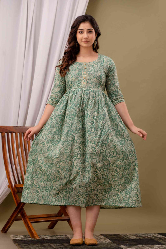 Emerald Paisley Comfort Maternity Dress