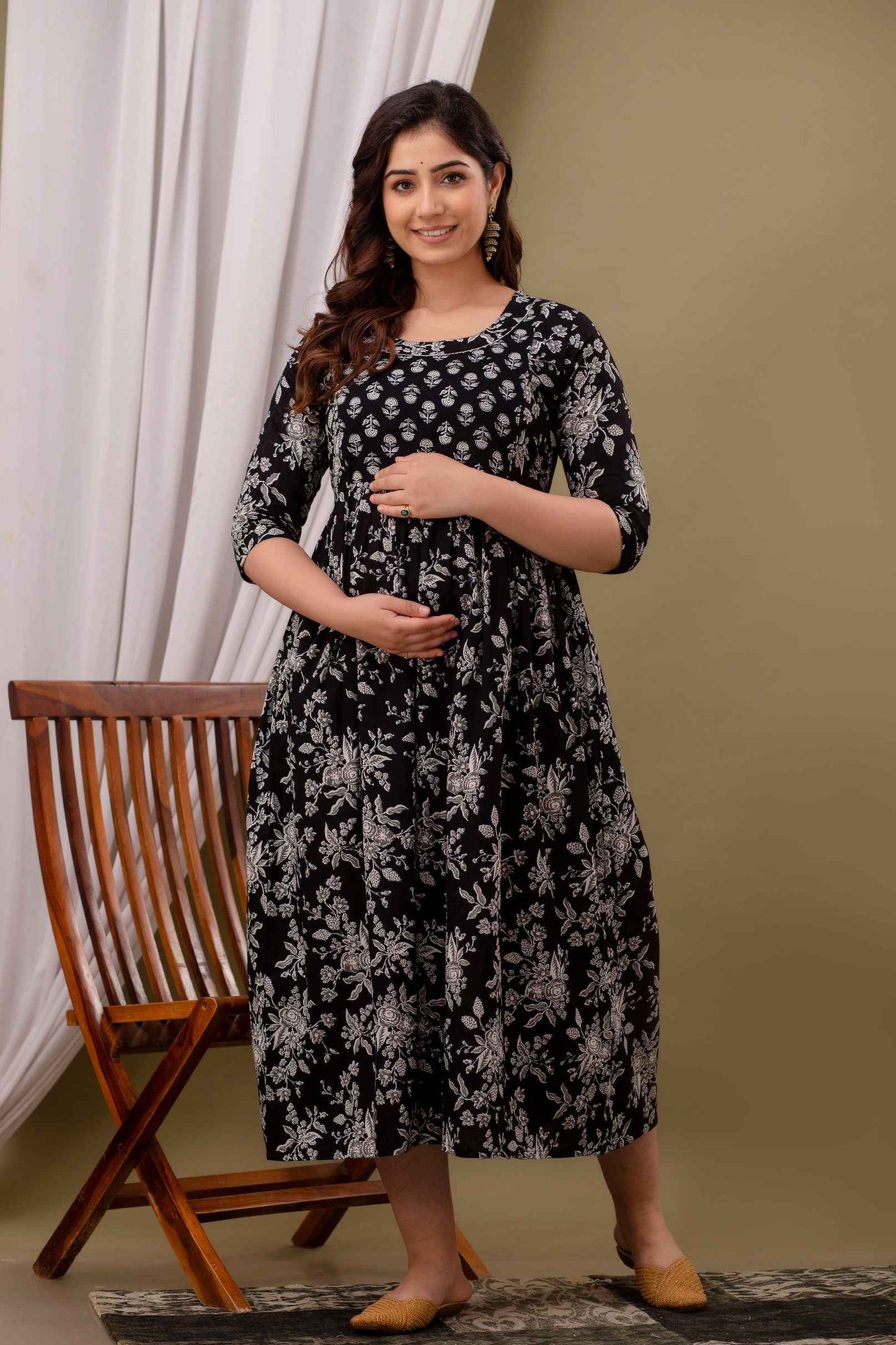 Midnight Bloom Harmony Maternity Dress