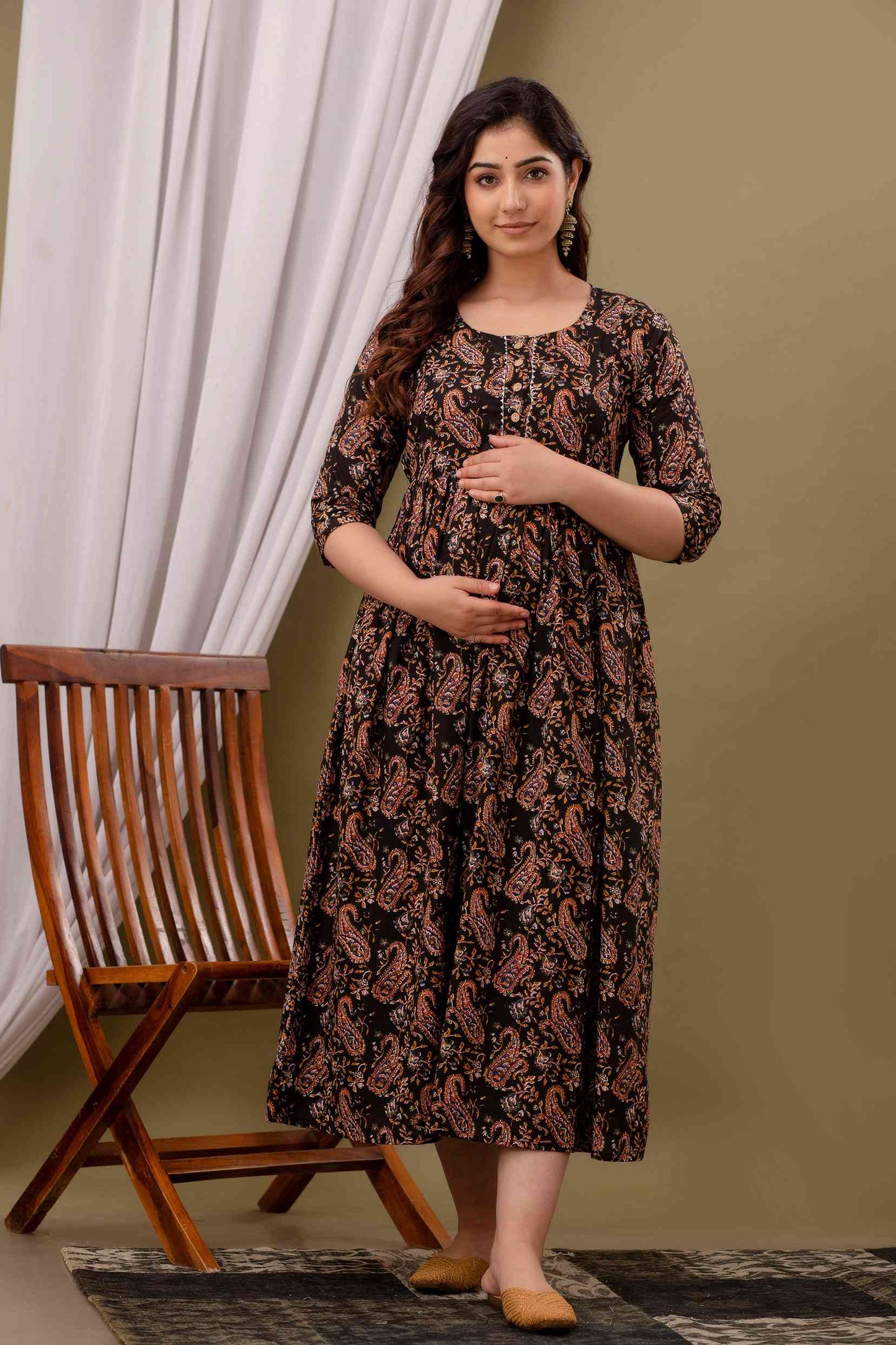 Autumn Paisley Harmony Maternity Dress