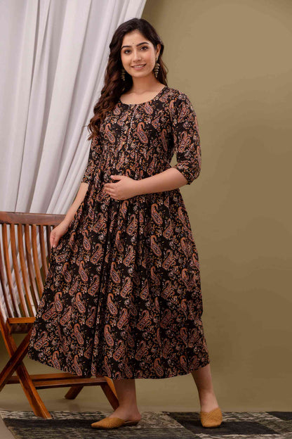 Autumn Paisley Harmony Maternity Dress