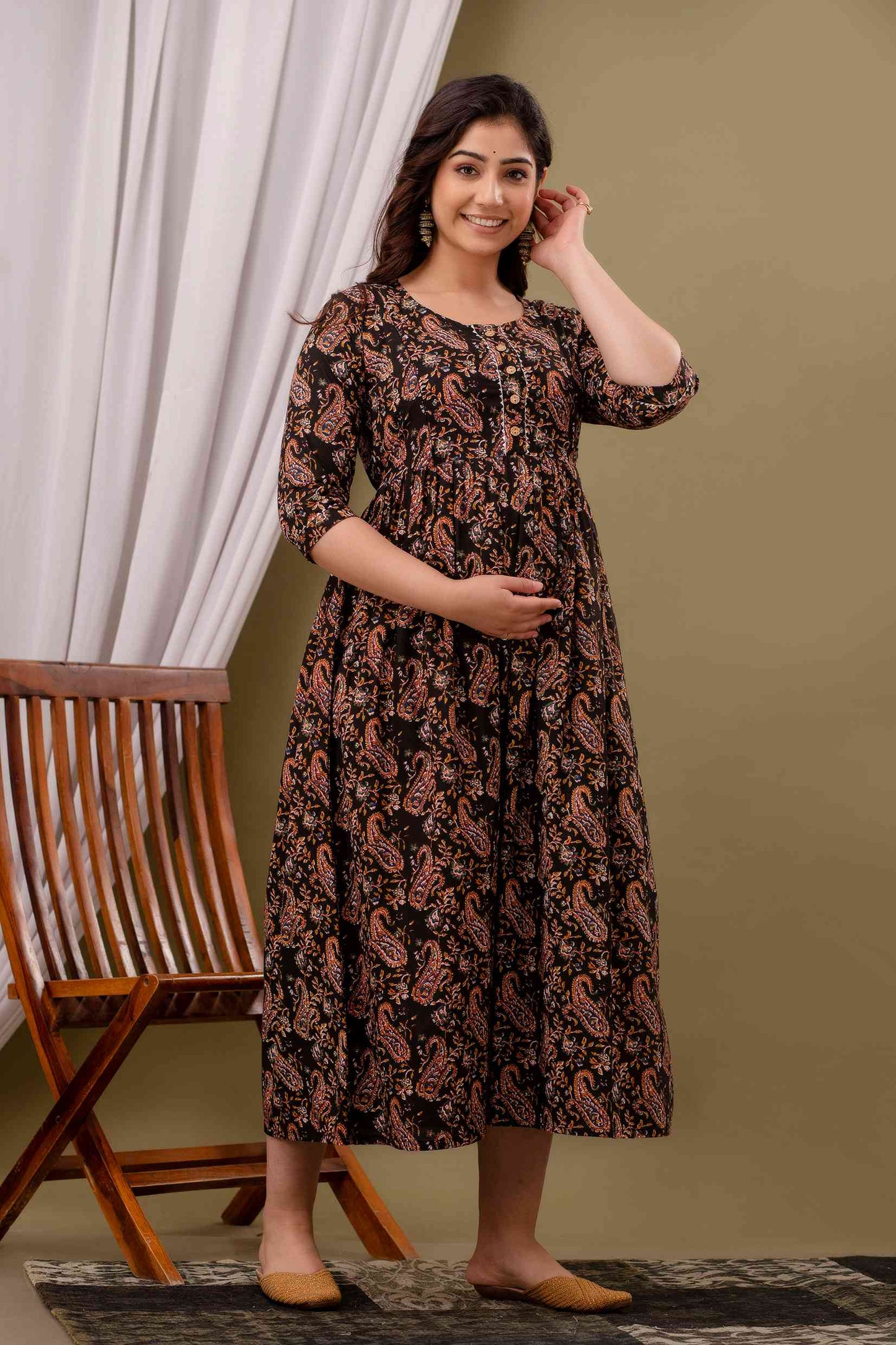 Autumn Paisley Harmony Maternity Dress