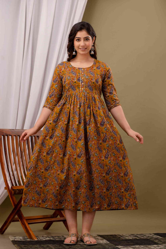 Mustard Paisley Harmony Maternity Dress