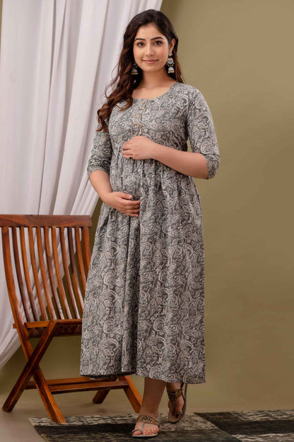 Paisley Elegance Maternity Dress