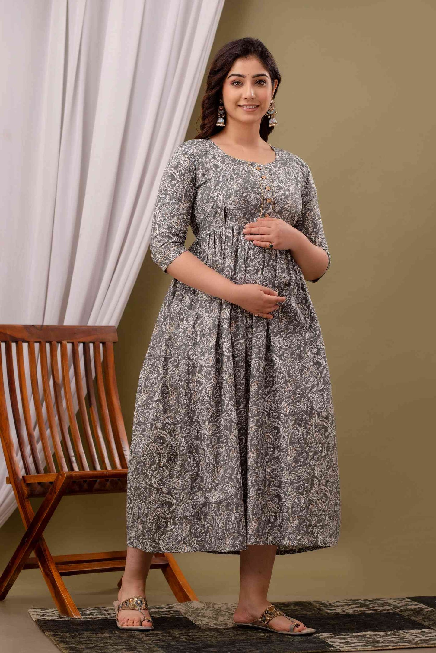 Paisley Elegance Maternity Dress