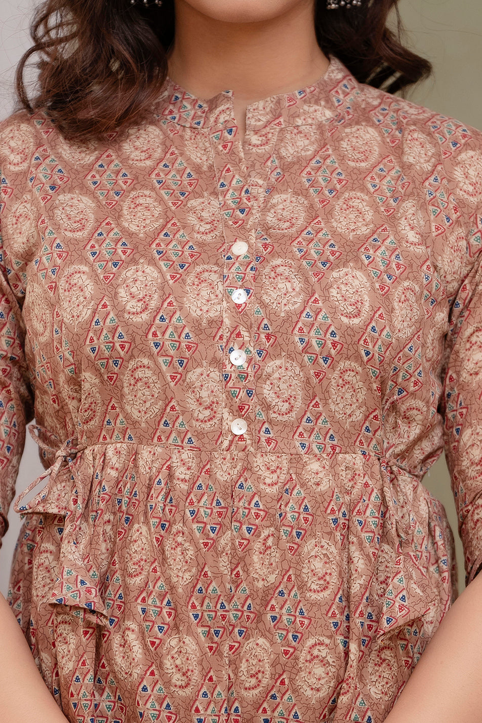 Tan Print Short Kurta